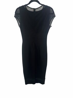 Caché Classic Little Black Dress with Mesh Cap Sleeves and bottom brim size 4
